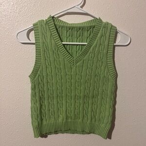 Green Cable Knit Sweater Vest